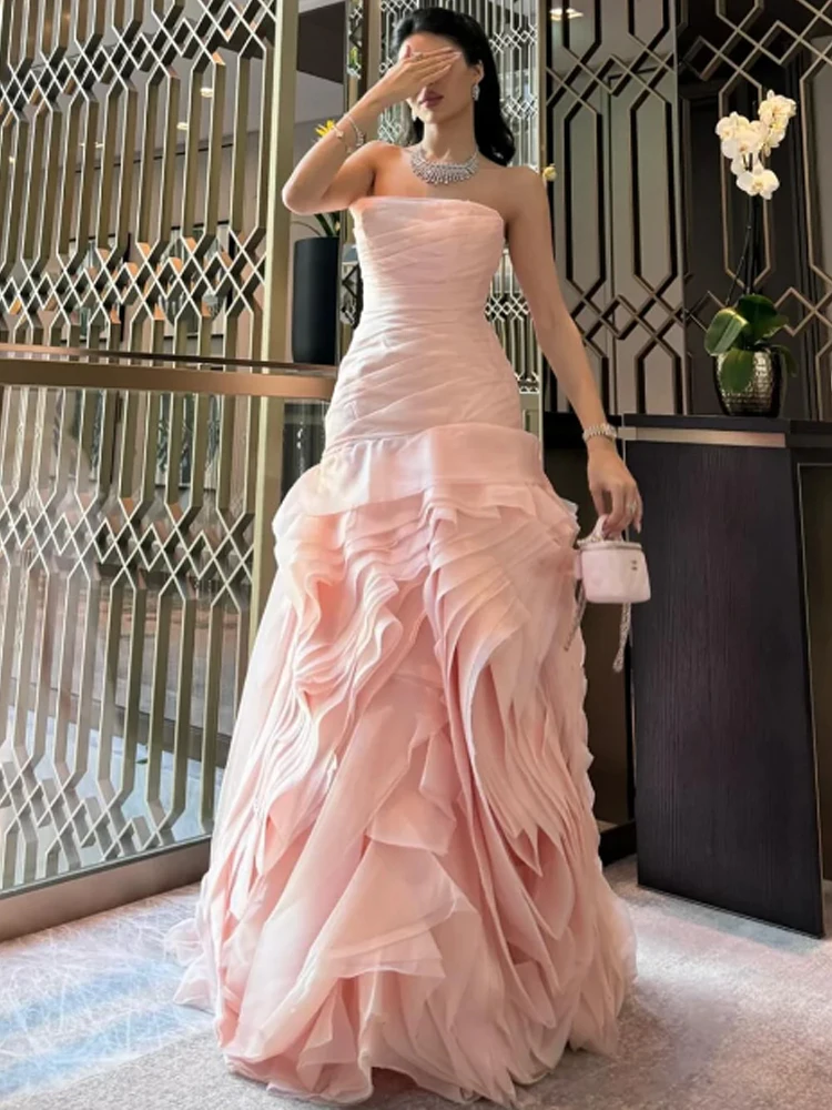 Customized Evening Dress Sleeveless Pink Vestidos Juveniles Dresses Vestido Fiesta Verano Invitada Boda