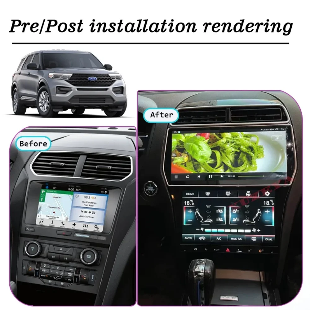 

12.3"+10" Android 14 Car Stereo Wireless CarPlay Android Auto for Ford Explorer2011-2019 Touch Screen GPS Navigation DSP