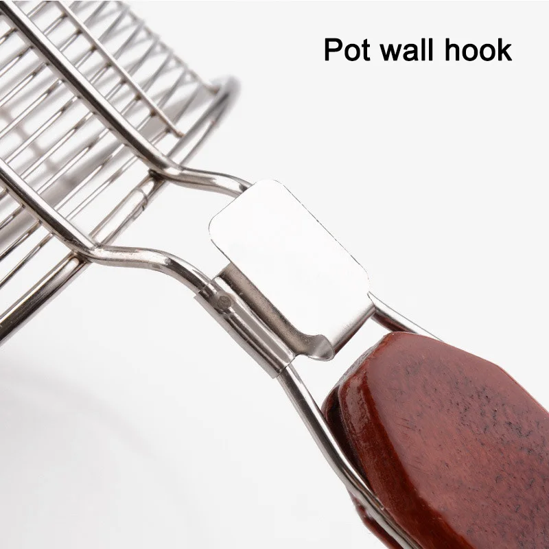Wooden Handle Strainer Basket Stainless Steel Food Skimmer Kitchen Tool For Noodle Pasta Corrosion and Rust Resistant