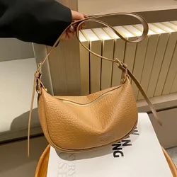 Bolso de hombro de cuero genuino con cremallera para mujer, bolso cruzado de cuero de vaca de lujo, bolso de mensajero Hobos