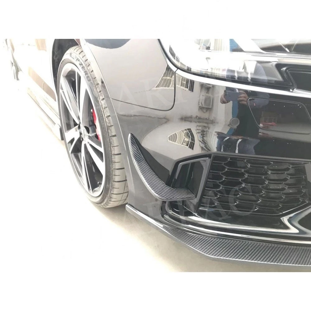 Carbon Fiber Car Front Bumper Foglamp Air Vent Fin Winglets Body Kits For Audi A3 RS3 Sedan 4 Door 2018 UP FRP