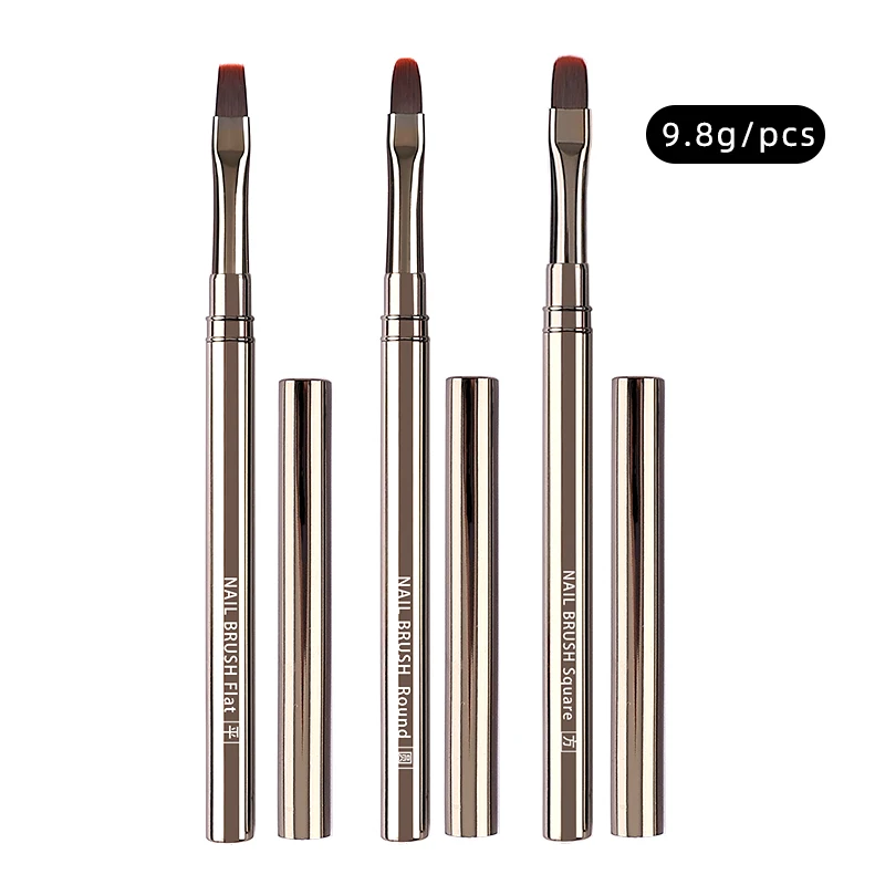 Ensemble de pinceaux professionnels pour Nail Art, pinceaux de photothérapie plats/carrés/ronds, stylo de dessin, outils de Construction pour débutants