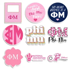 Phi Mu Sorority Pink 10pcs/Lot Resin Planar Clear Acrylic Glitter Acrylic For DIY Charm Bracelet Planar Charm