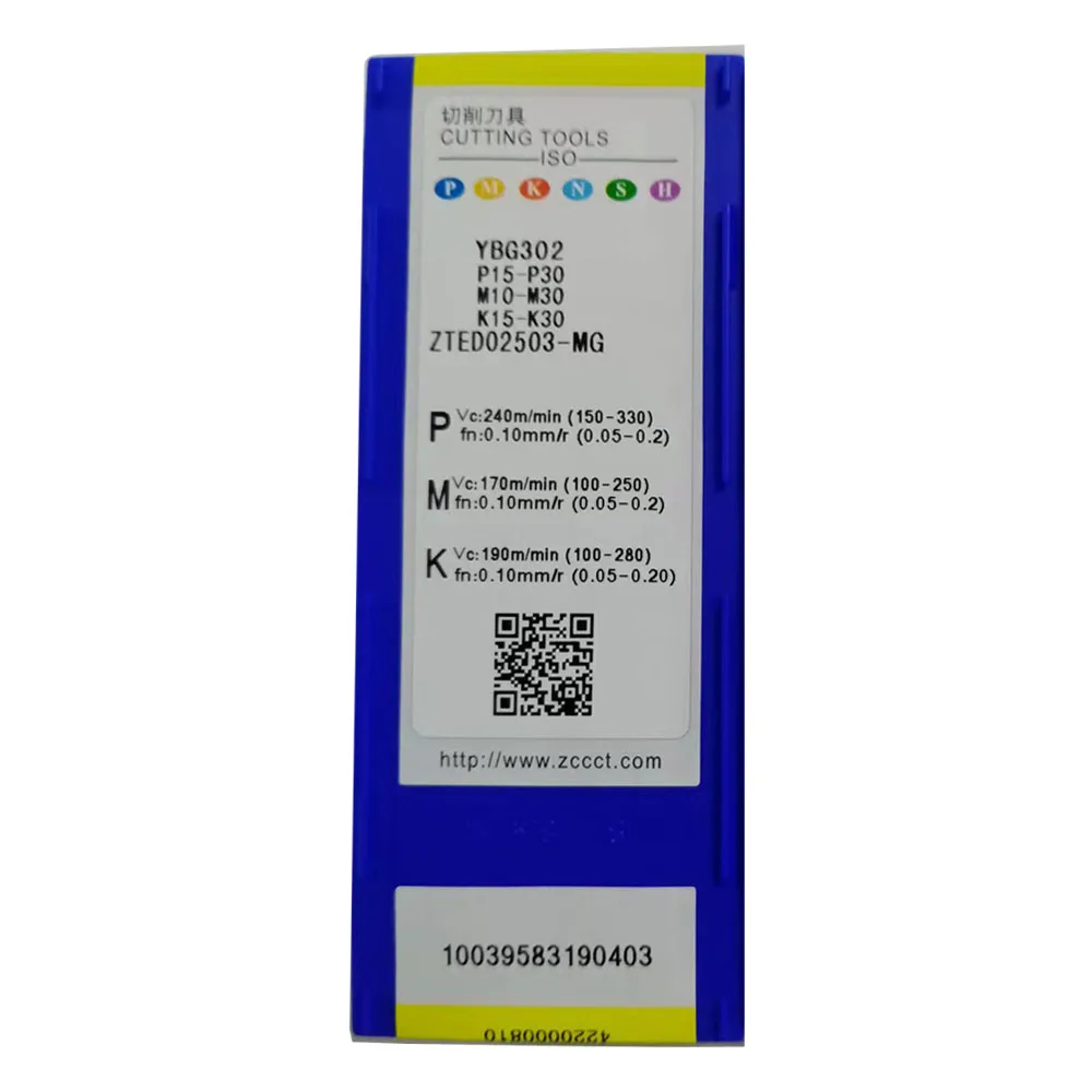 Sisipan Grooving Karbida ZTED02503-MG YBG302 Asli untuk Baja Tahan Karat dan Besi Cor
