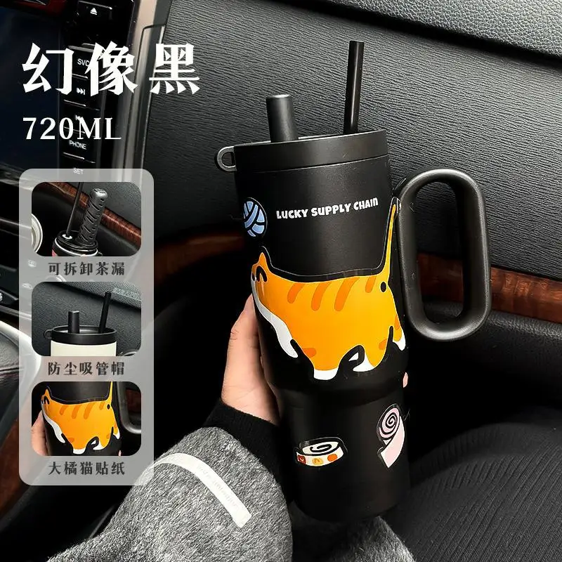 Big Mac Bingba Cup из нержавеющей стали 316, большая соломенная чашка, высококачественная мультяшная автомобильная чашка для воды с ручкой, бутылка для воды для кемпинга