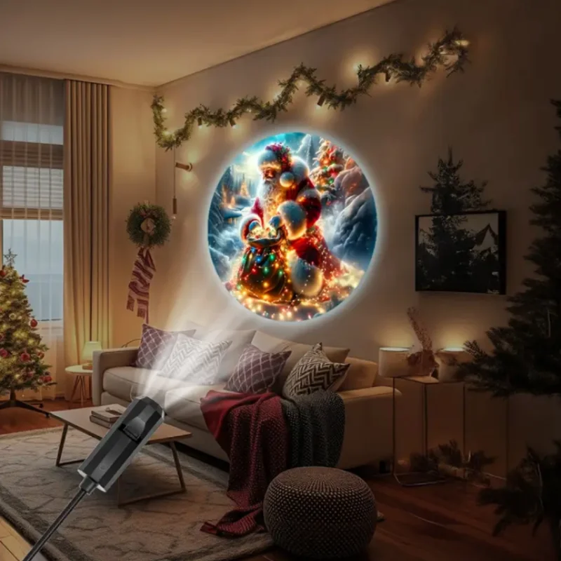 Proyector LED de Navidad Luz USB 3 patrones de proyección - Luz nocturna USB ajustable para decoraciones de festivales