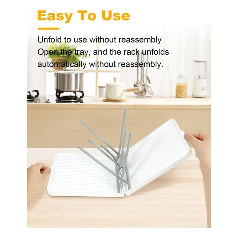 ABXE-Space-Saving Baby Bottle Drying Rack With Drainer And Tray- For Travel And Home Use