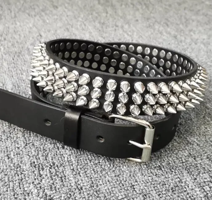 

Мужской ремень в стиле панк из искусственной кожи с шипами и заклепками
