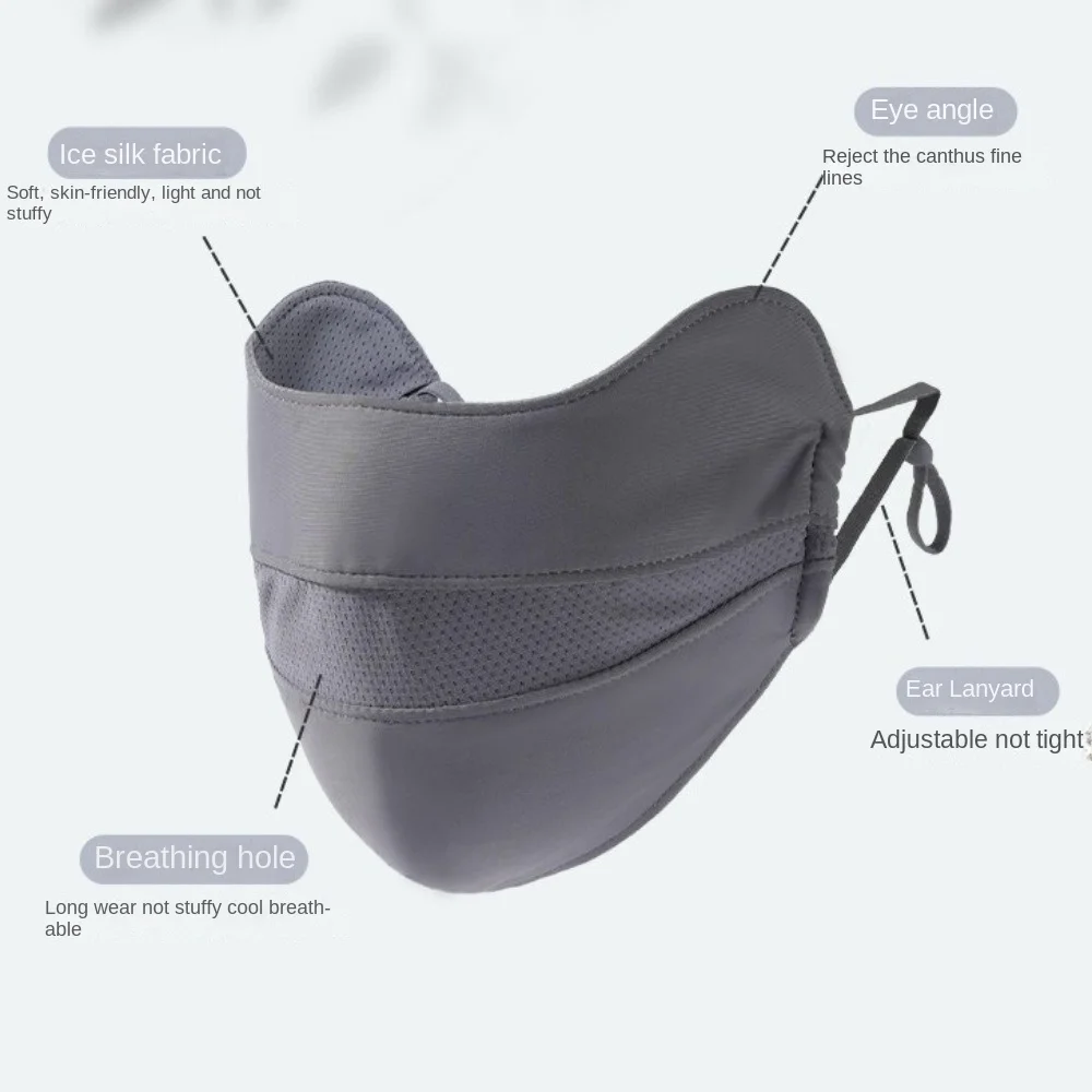 Nouveau masque respirant en soie glacée, lavable, Anti-poussière, protection solaire, maille Anti-UV, écharpe pour protéger les coins des yeux