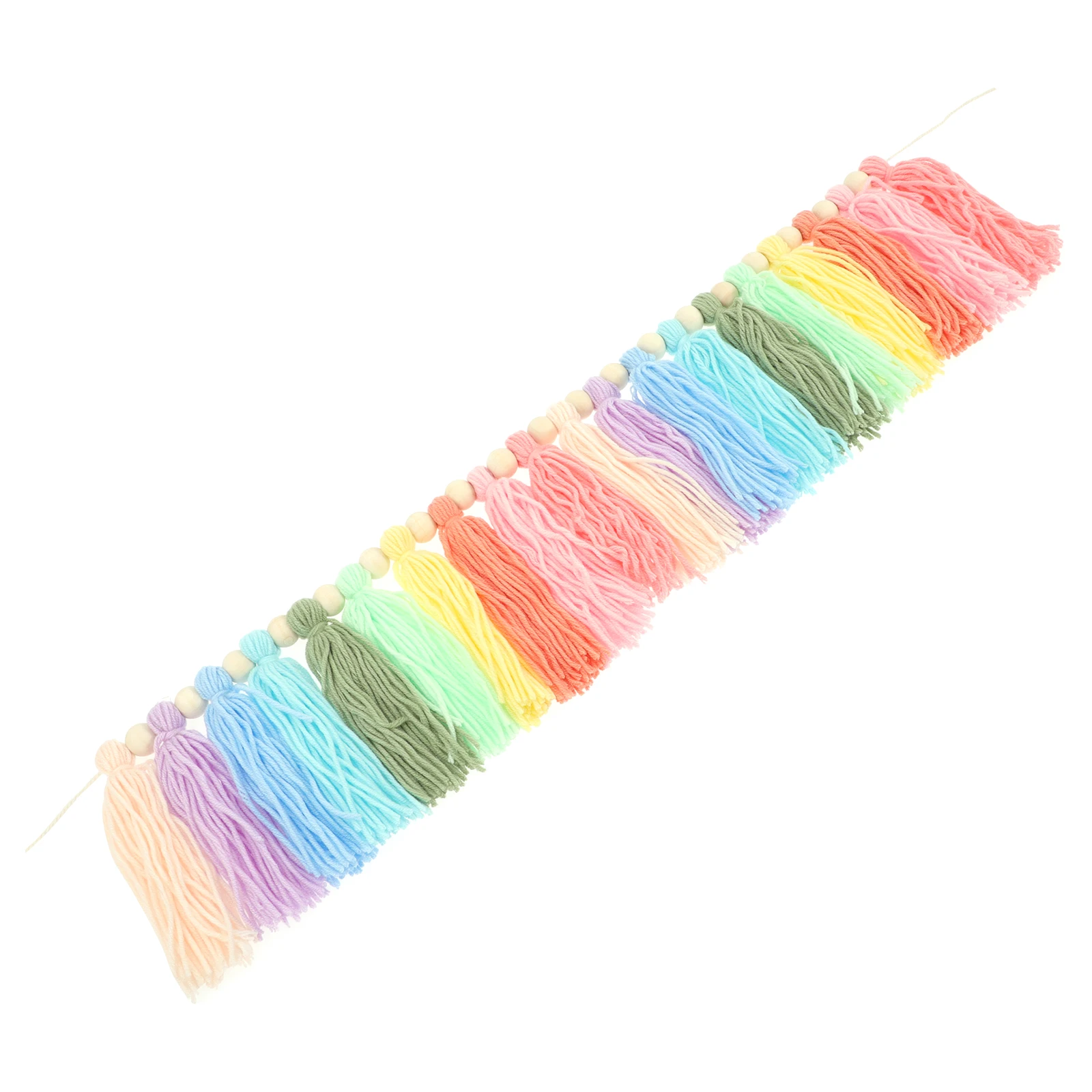 

Rainbow Tassels Wall Hanging Decor Tassel Decor Indoor Wooden Beads Unique Pendant Home Party Accessories