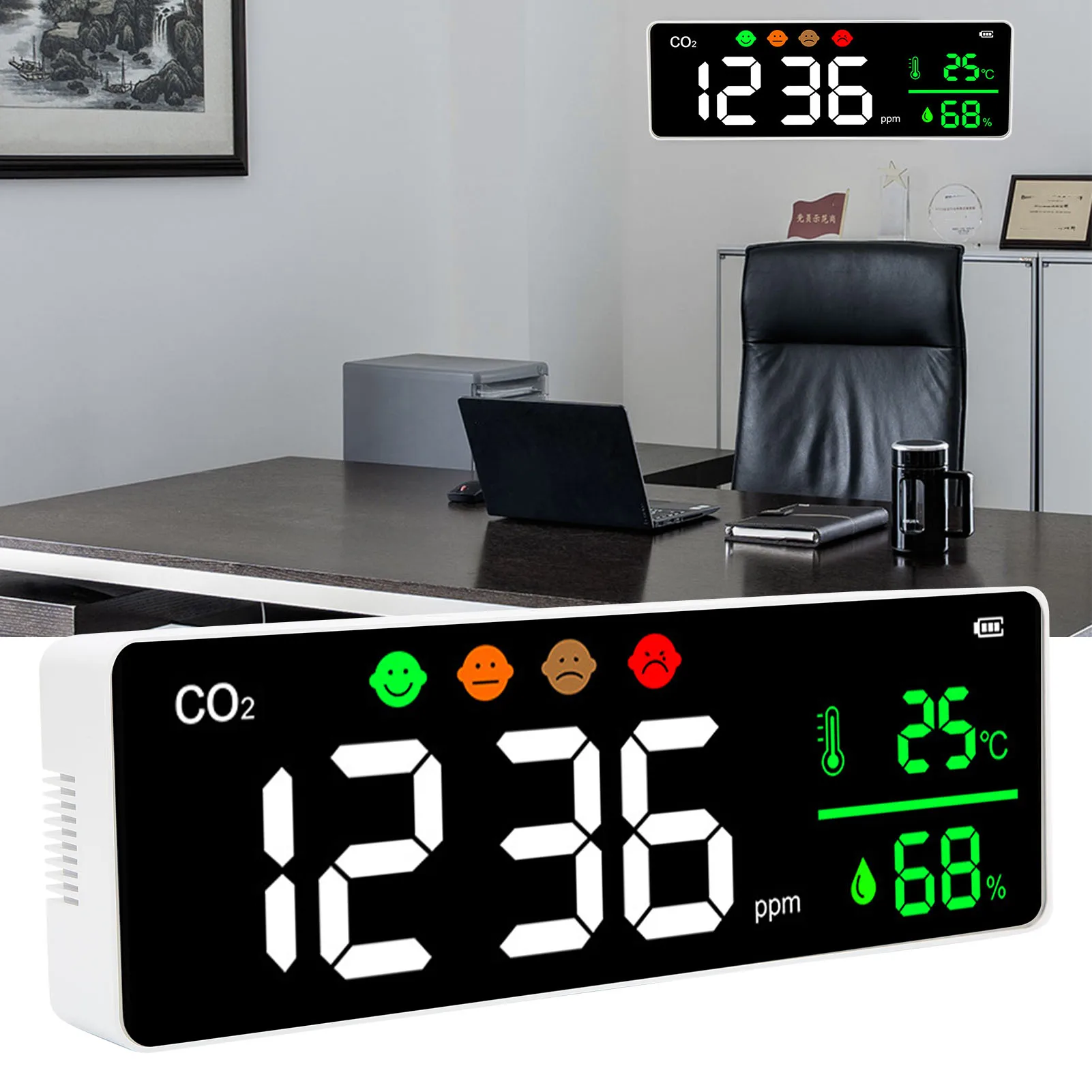 

LED Screen Air Quality Monitor LED Screen Air Quality Monitor Wall Mount Digital Temperature CO2 Concentration Detector DM1306