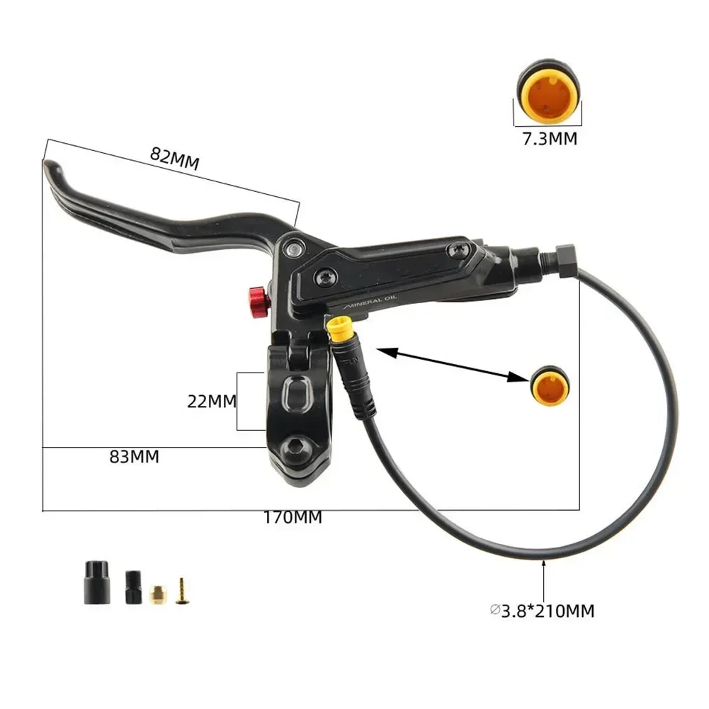 Electric Bicycle Brake Lever 3 Pin Hydraulic Brake Levers For E-bikes For Bafang Hall Motor Hydraulic Brake With 5m Tubing