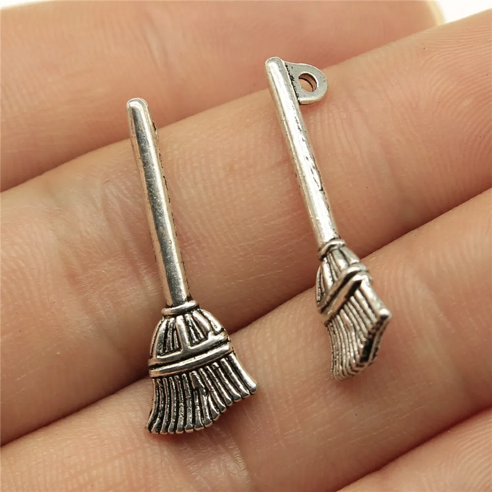 20pcs Halloween Witch Wizard Antique Bronze Silver Color Pendants DIY Findings Tibetan Jewelry