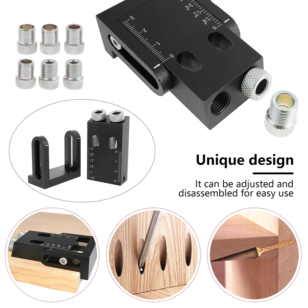 Pocket Hole Jig Kit 15-Degree Angle Drill Guide Woodworking Drill Angle Guide Hole Puncher Locator Jig Oblique Hole Holder Kit