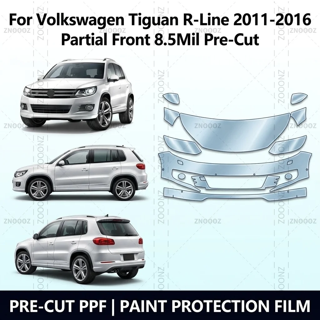 For Volkswagen Tiguan R-Line 2011-2016 Partial Front 8.5Mil Pre-Cut PPF Paint Protection Kit, TPU Self Healing, Anti Hydrophobic