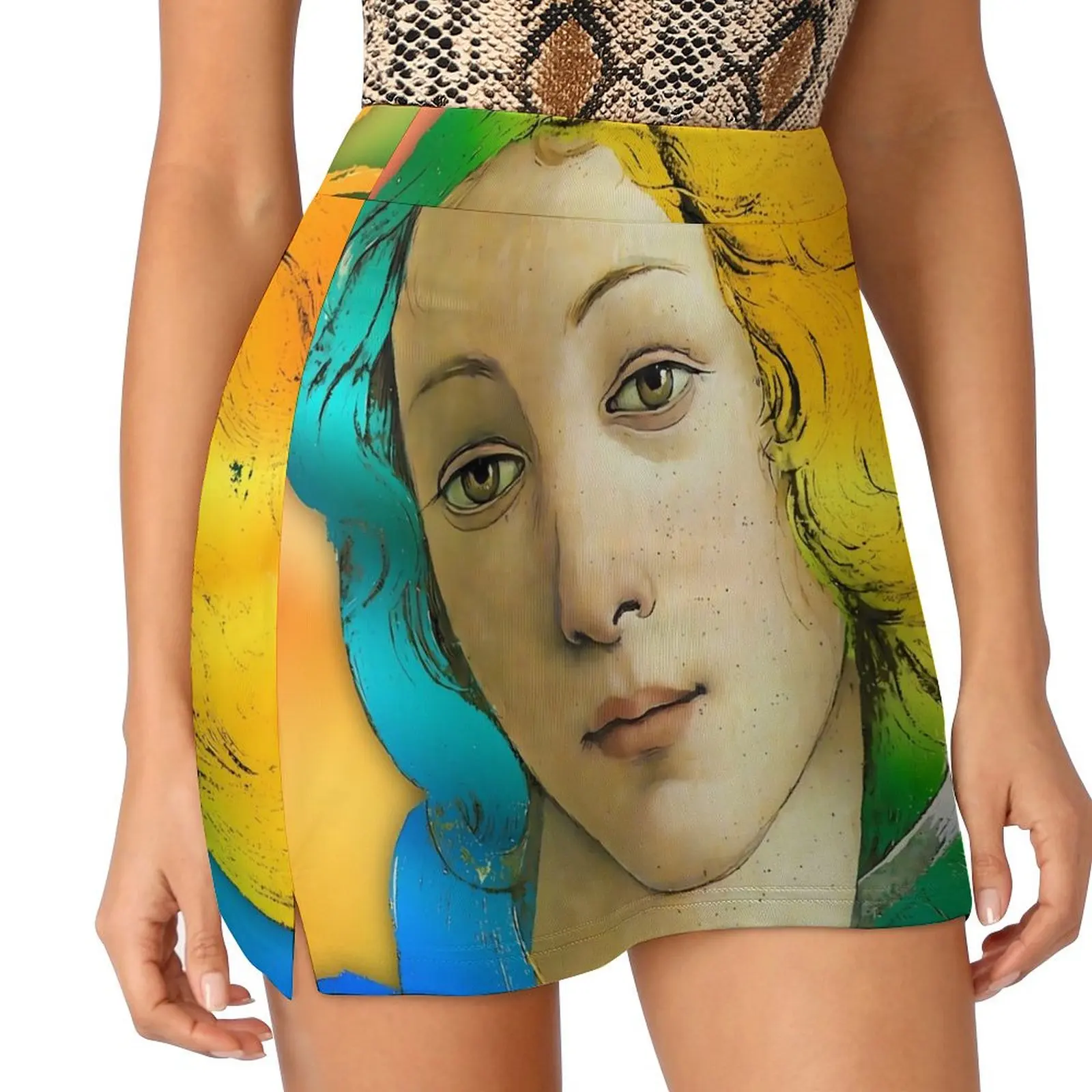 Sandros Botticelli Skirt Summer Birth Of Venus Pop Color Fashion Casual A-line Skirts Vintage Mini Skirt Women Oversized Bottoms