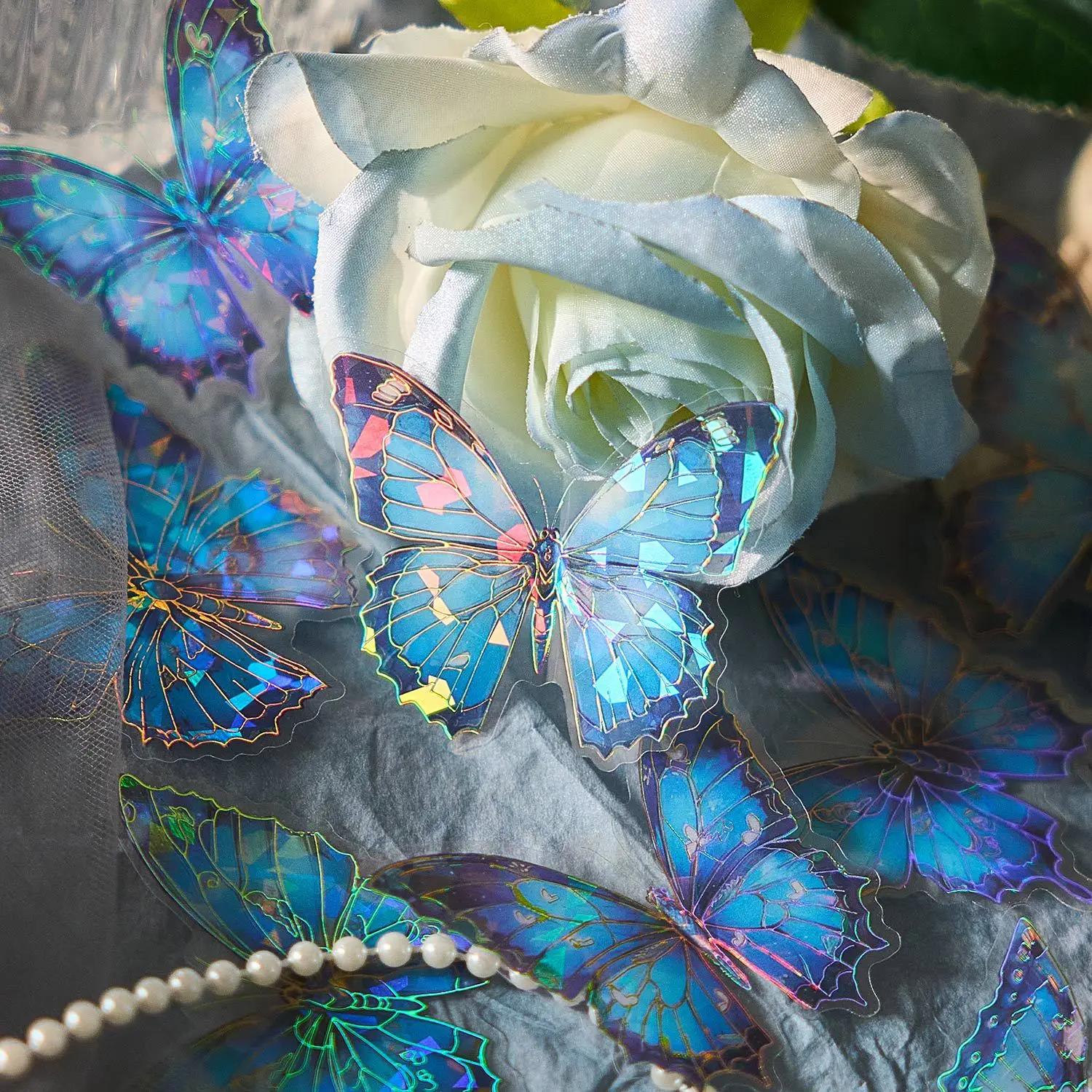 

4 styles 20 pcs Butterfly island series PET stickers Scrapbooking Material handmade Diary Album Junk Journal Supplies