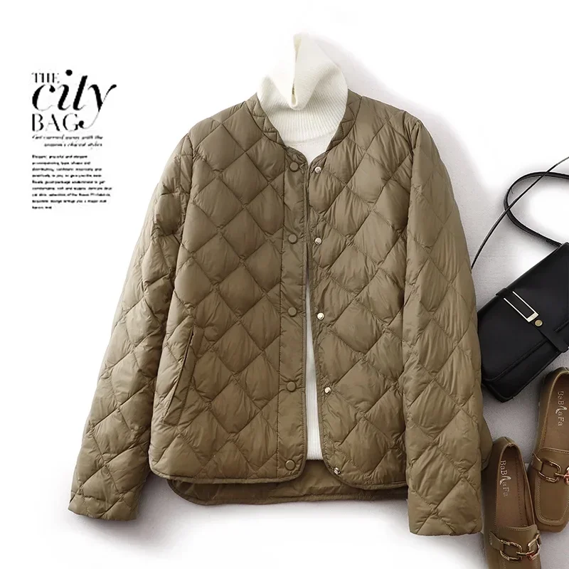 Quilted Lightweight Cotton-padded Jacket Women\'s Small Autumn Winter Loose Casual Stand-up Collar Cotton-padded Clothes Coat