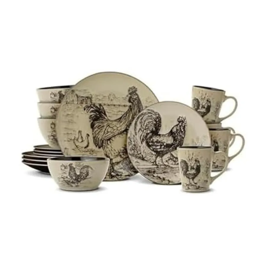 

Набор посуды Homespun Rooster из 16 предметов на 4 персоны, коричневый