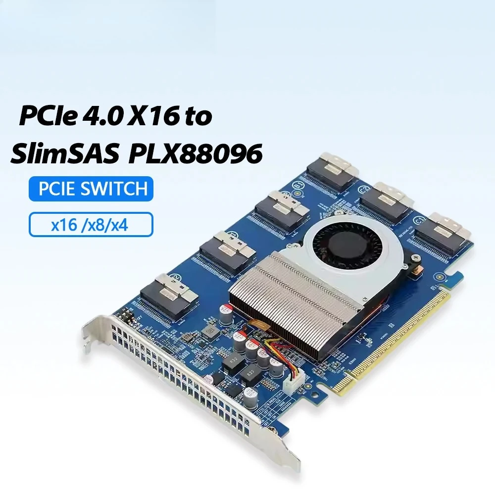 Плата расширения PLX88096 PCIe 4.0X16 Внешний графический жесткий диск 8654 Интерфейс без разделения Поддержка X16/X8/X4 для графического процессора SSD U.2/M.2