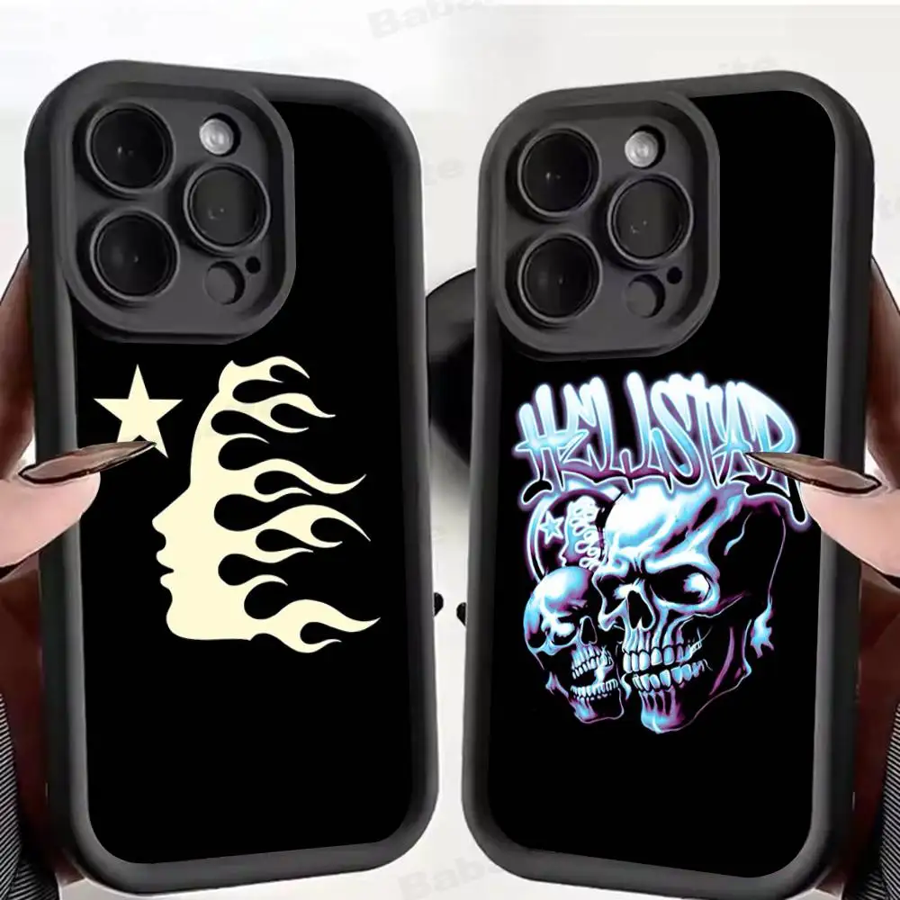 H-HellstarS Fashion Logo Silicone Soft Phone Case For iPhone 17 16 15 14 Plus 13 12 Mini 11 Black Cover view 3