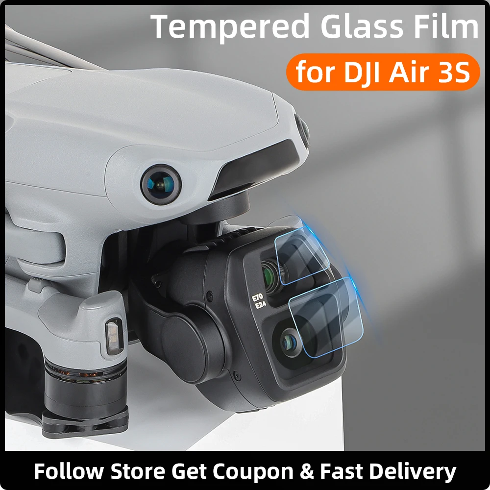 

Lens Protector for DJI Air 3S Drone Camera Protector Ultra-HD Tempered Glass Anti-scratch Lens Protective Film Accessories