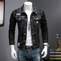 Primavera otoño 2020 moda Casual adolescentes chaqueta de mezclilla masculina coreana bordado chaqueta de hombre delgada ropa abrigo de mezclilla elástico