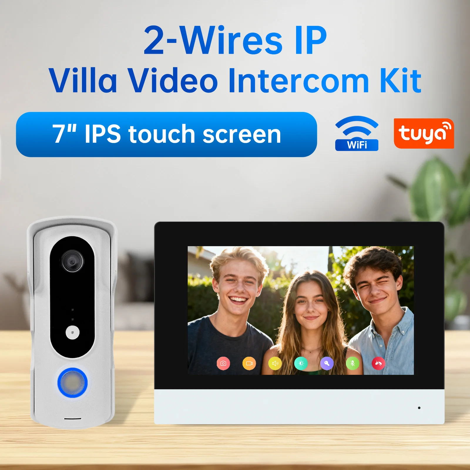 

Video intercom System 2 Wire 7" IPS Display Camera Night Vision Motion Record Tuya Smart Video Door Phone For Home Security D5