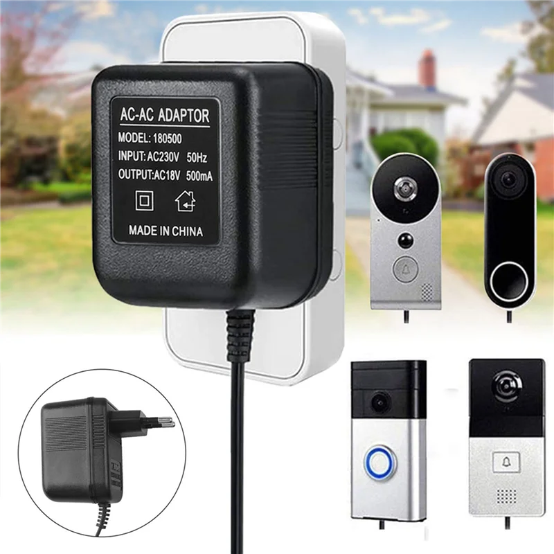 

【Best Selling】4X AC Doorbell Power Adapter, 18V 500MA Doorbell Transformer, 10M Cable, Compatible Ring Doorbell,Video Doorbell E