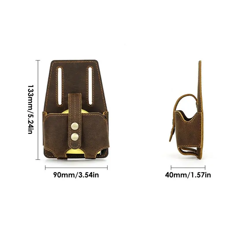 Electrician Tape Measure Holder Bag Leather Waist Pocket Pouch Tool Belt Holder For Standard Tape Measures Plumber Carpenter