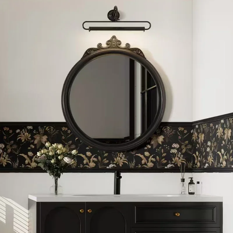 Bathroom mirror carved makeup mirror American retro smart led bathroom vanity mirror High Quality