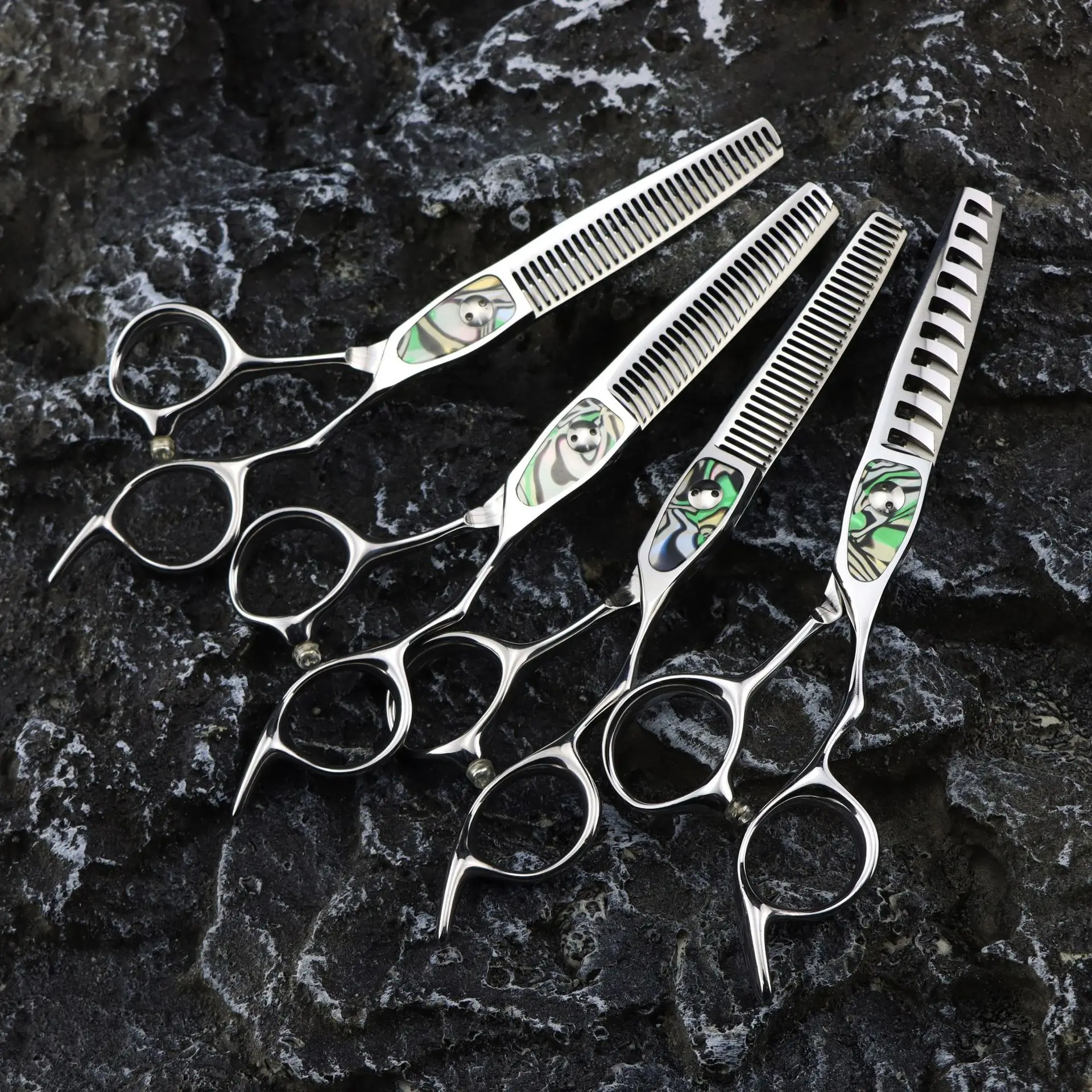 NEPURLSON 6.0-inch green shell piece with bright color, made of high-grade 440c steel, hair styling tool