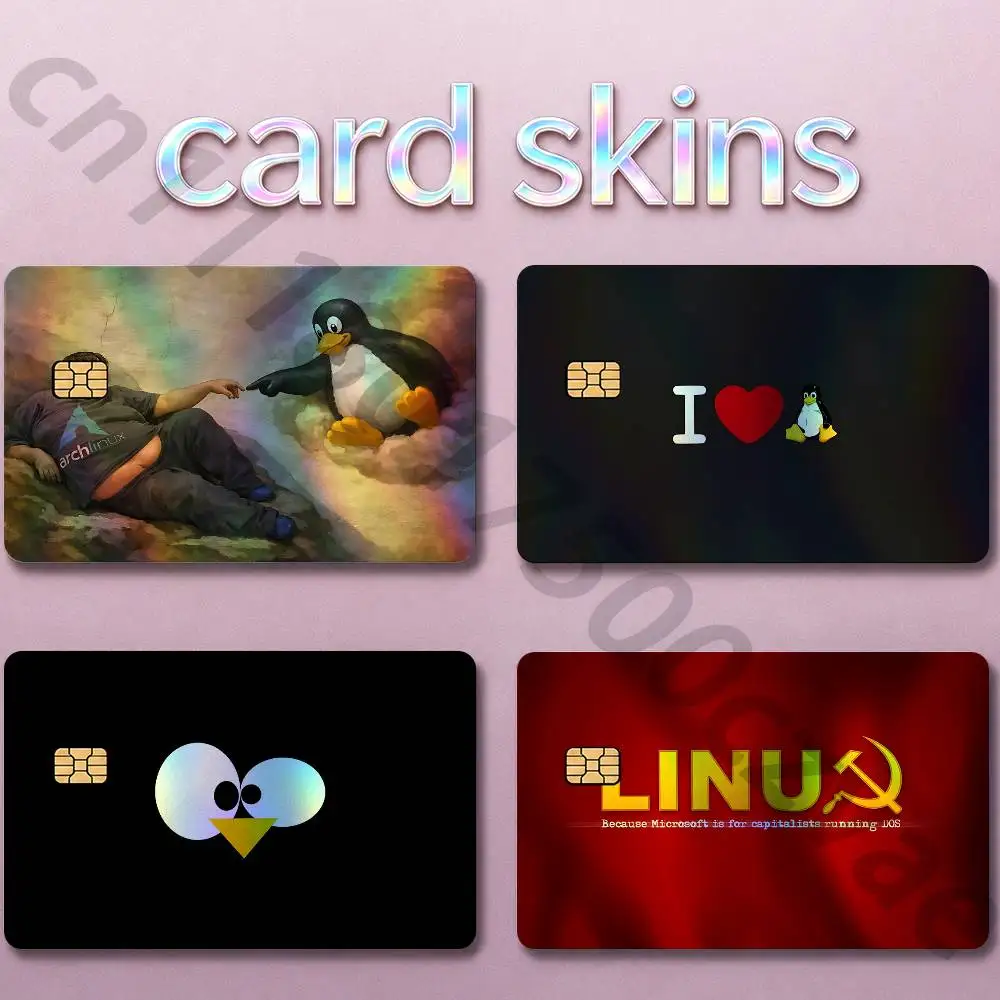 Linux Operating System  Sticker Laser Film Shinny Skin For Debit Credit Bank Card