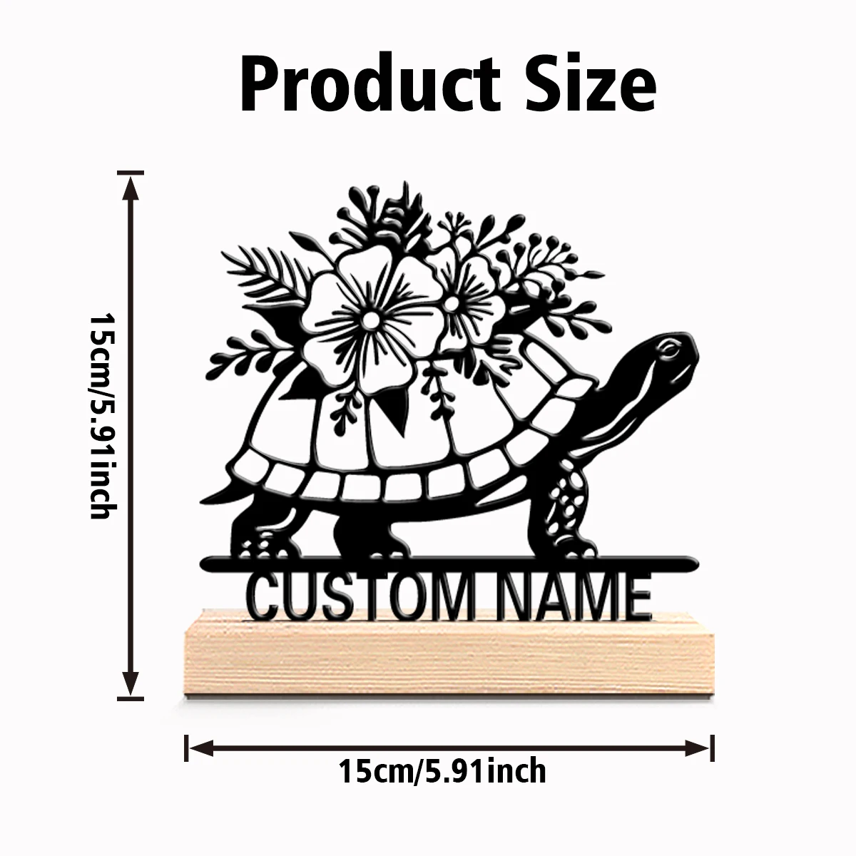 1pc Stylish Personalized Custom Turtle Metal Statues Desktop Sculpture With Wooden Base Suitable For Animal Enthusiasts Pet Comm