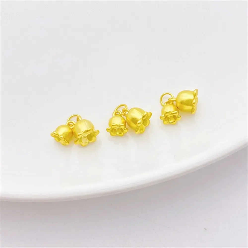 18k fosco ouro sino orquídea combinação charme pingente diy jóias suprimentos contas para colar pulseira artesanato acessórios