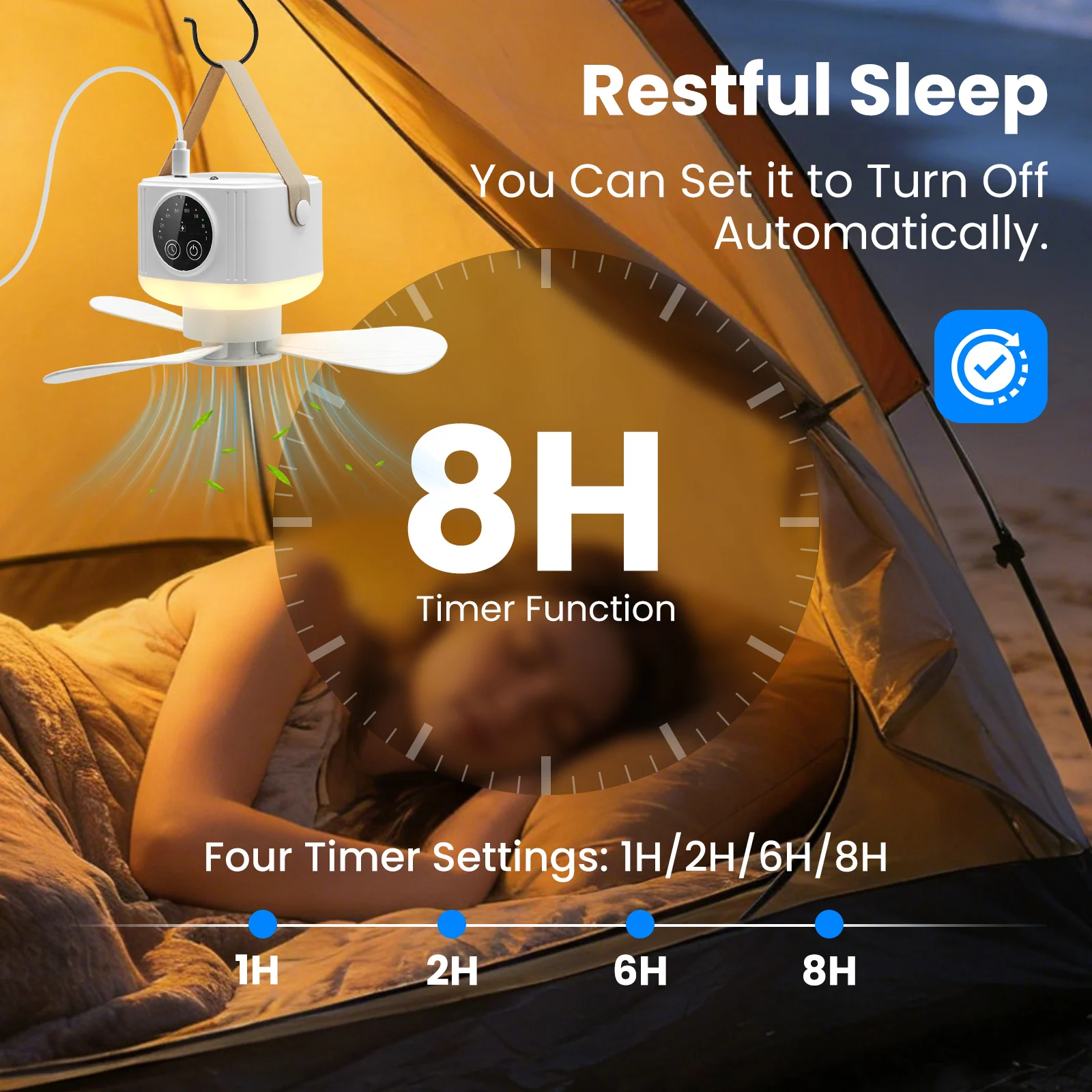 Portable Hanging Ceiling Fan Lamp 7000mAh White USB Rechargeable Electric Fan With Remote Outdoor Camping Travel Tent Lighting