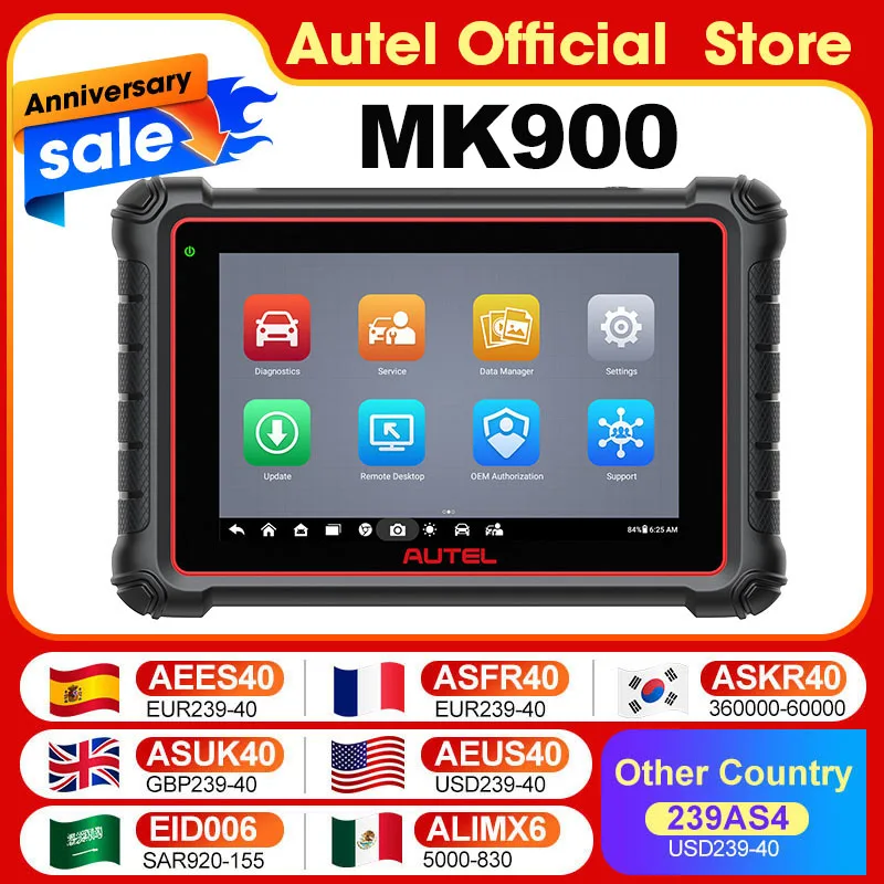 Autel MaxiCOM MK900 Diagnostic Tools CAN FD DoIP 8 Inch Bidirectional OBD2 Scanner Auto Diagnosis Upgrade of MX808S