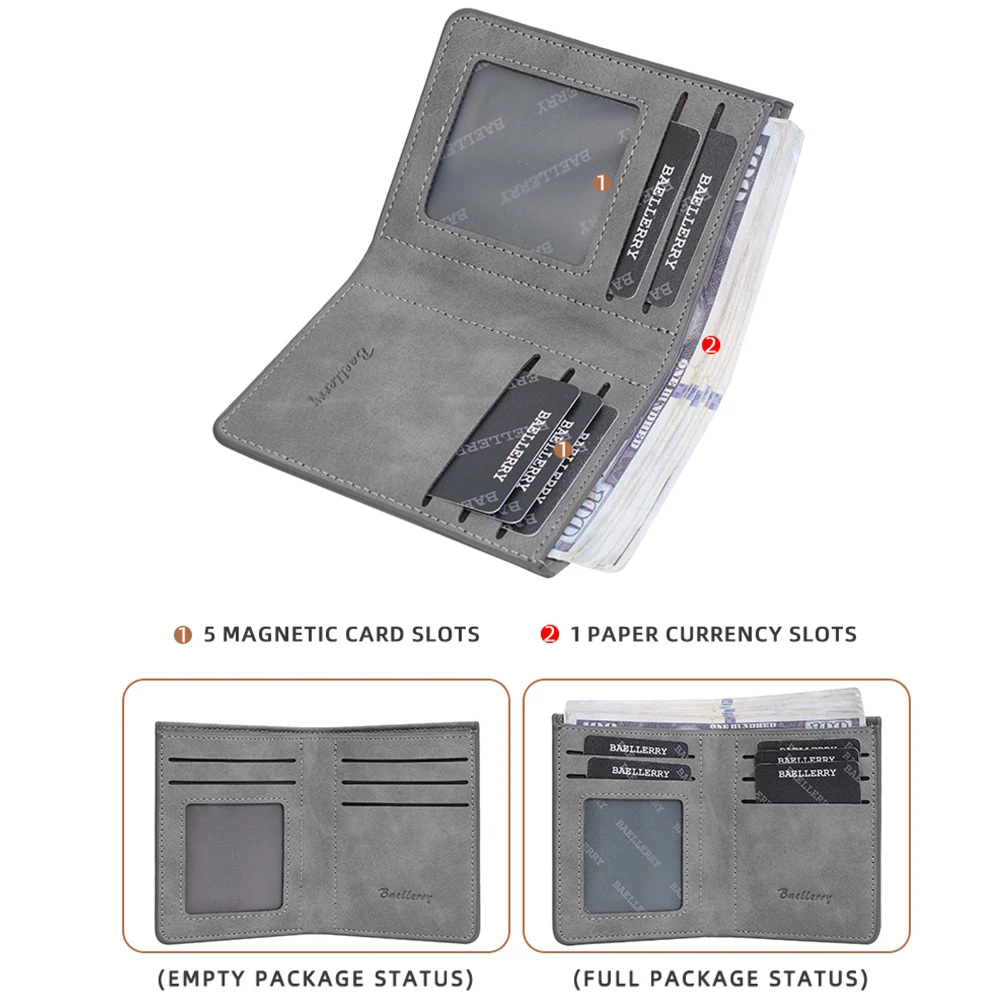 Nuovo portafoglio da uomo semplice con clip per carte corte Portafogli maschili sottili di alta qualità Portafoto Portafoglio in PU smerigliato per uomo