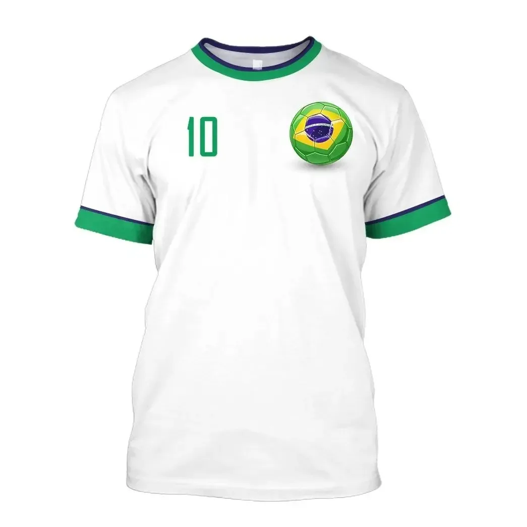 Brasilien Nationalmannschaft Nr. 10 Fußballtrikot Unisex Erwachsene Kinder Schnelltrocknend Atmungsaktiv Kurzarm Sport T-Shirt – Detail 5