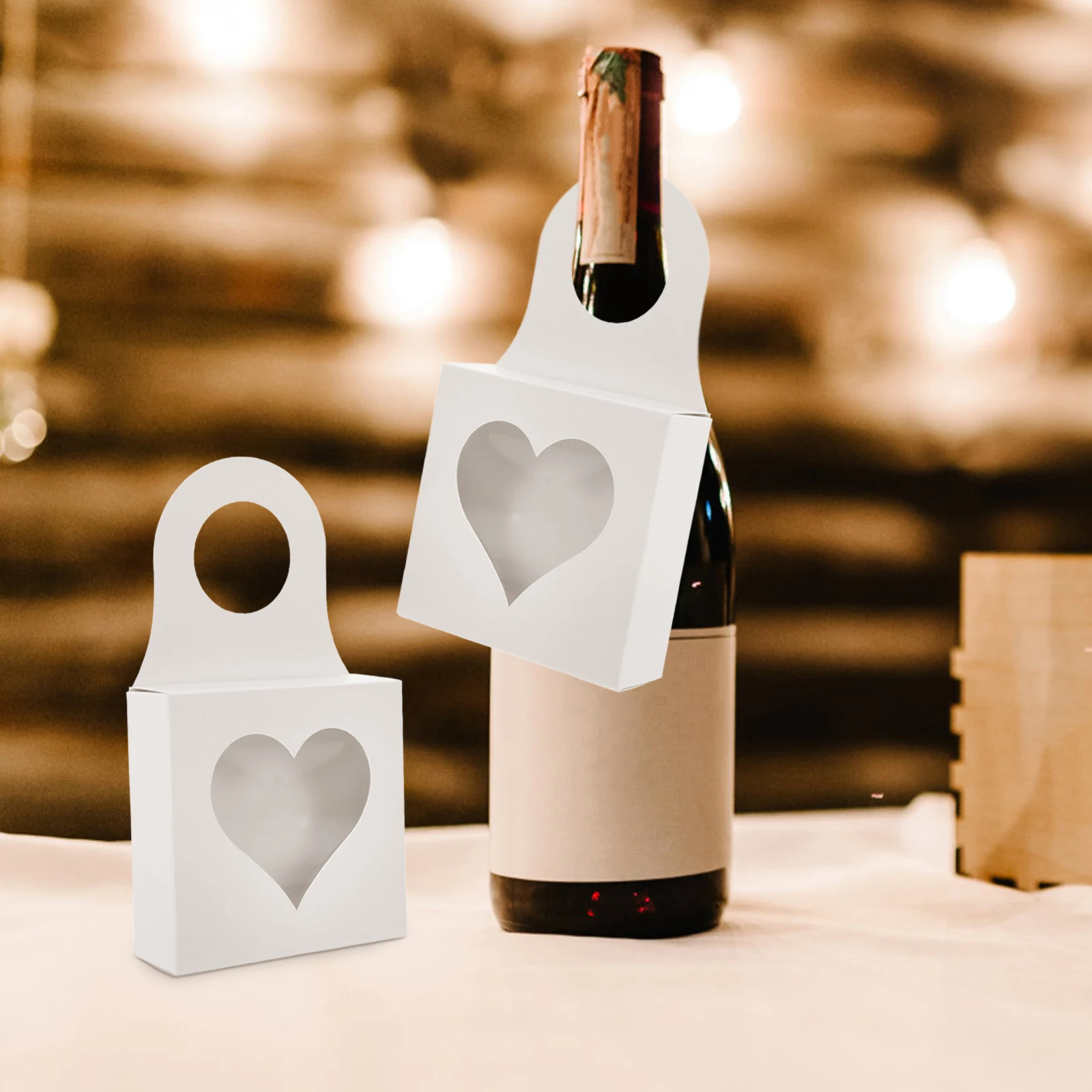 

25pcs Wine Hanger With Window Paper Gift For Wine Bottle Decor Empty Storage Packing For Jewelry Favor Boxes Hanging Bottle