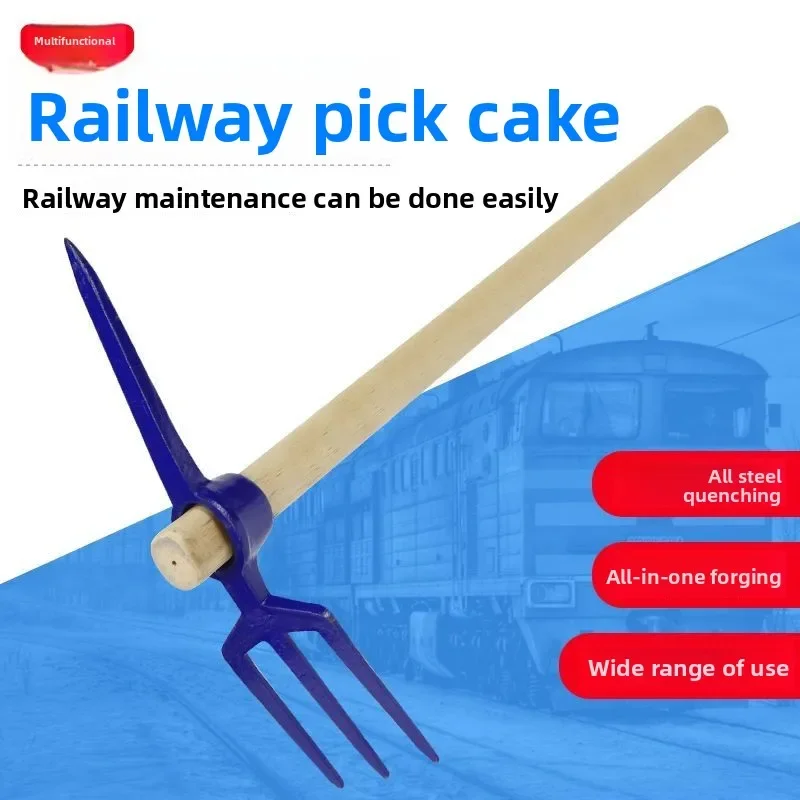Garden Rake Pick Maintenance Construction Tools Three-tooth Rail Steel Forging Integrated Fork Pick Rake Pick