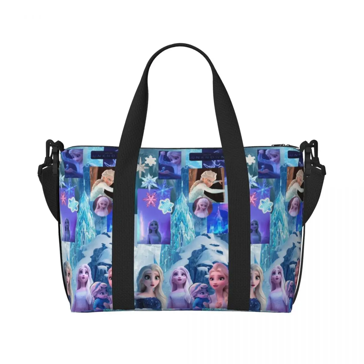 Custom Elsa Anime Princess Tote Bag Women Big Capacity Frozen Gym Beach Travel Bags