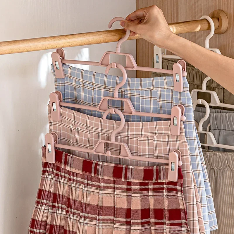 3/6Pcs Pants Skirts Non-slip Clips Hanger Wardrobe Attachable Clothes Organizer Household Space-saving Trousers Drying Racks