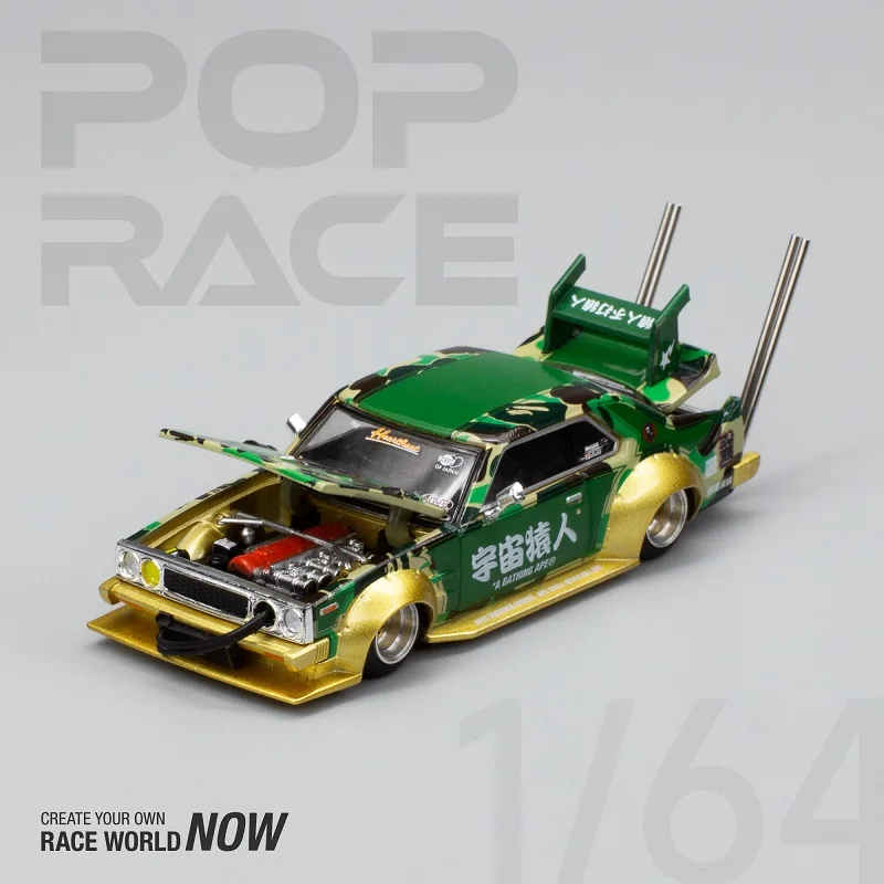 Pop Race 1:64 SKYLINE C210 BOSOZOKU STYLE BATHING Camo Diecast Model Car