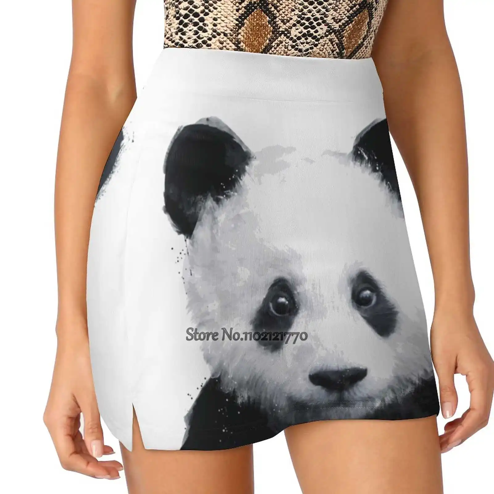 Little Panda Trending Fashion Skirt Summer Printed Women Sport Skirts Double-Layer Athletic Panda Bear Wildlife Fauna Animals