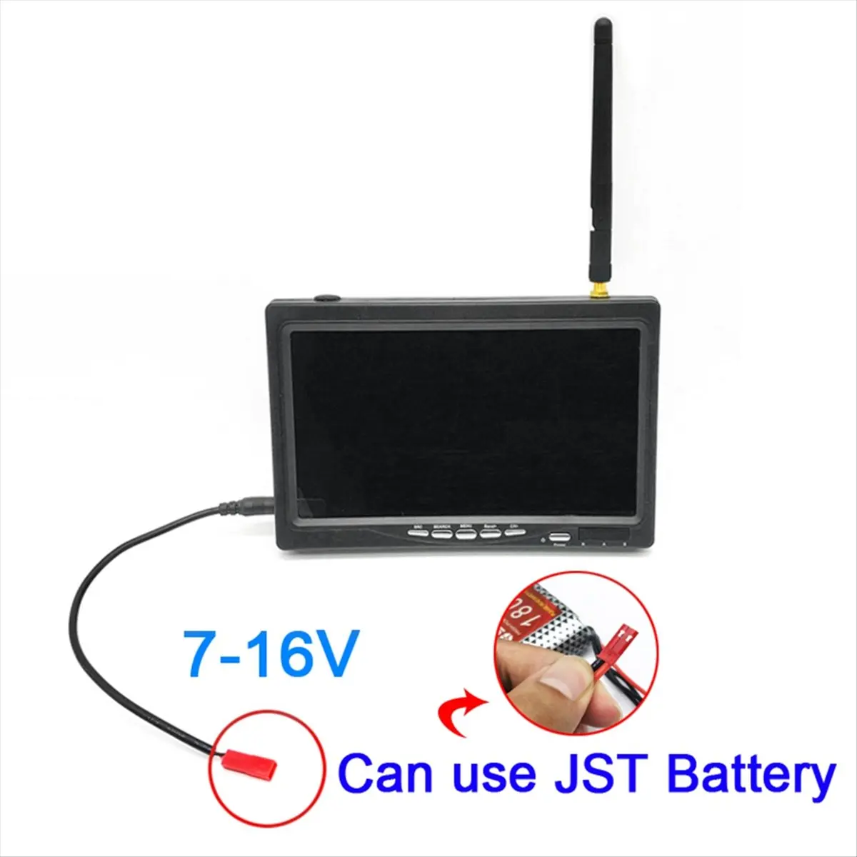 

(A30I) 5.8G 48CH 7 Inch TN FPV Monitor 1024x600 TFT LCD Screen DC 7-16V for RC Transmitter & RC Drone