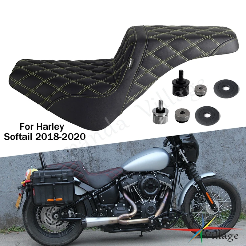 For Harley Softail Street Bob FXBB FXBBS FXST FLDE FLSL FLHC FLHCS 18-22 Motorcycle 2-Up Driver & Passenger Seat Cushion Pad Kit