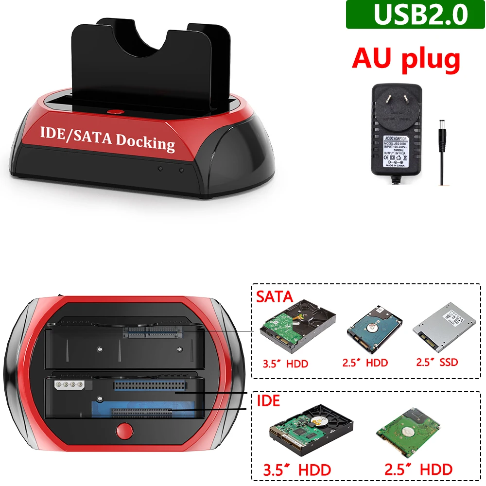 Dockingstation voor harde schijf 2,5 3,5 inch SATA IDE HDD SSD-lezer Dubbele slots USB Externe schijf Box Behuizing behuizing hd externo - afbeelding 1