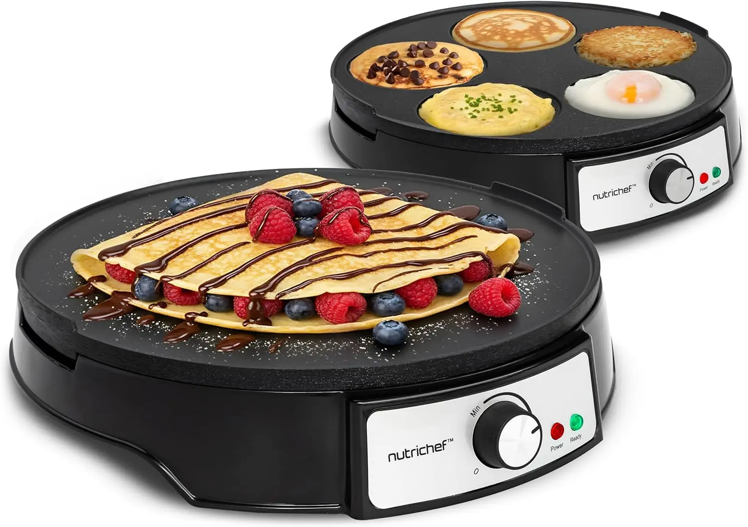 

Electric Crepe Maker & Griddle Cooktop | Nonstick Reversible 12 Inch Hot Plate with LED Indicator Lights & Adjustable