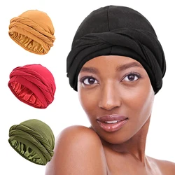 Unisex Turban HeadWrap HaloTurban Durag Comfy Chemo Hat Satin Lined HeadScarf Muslim Hijab Turban HeadScarf Dropship